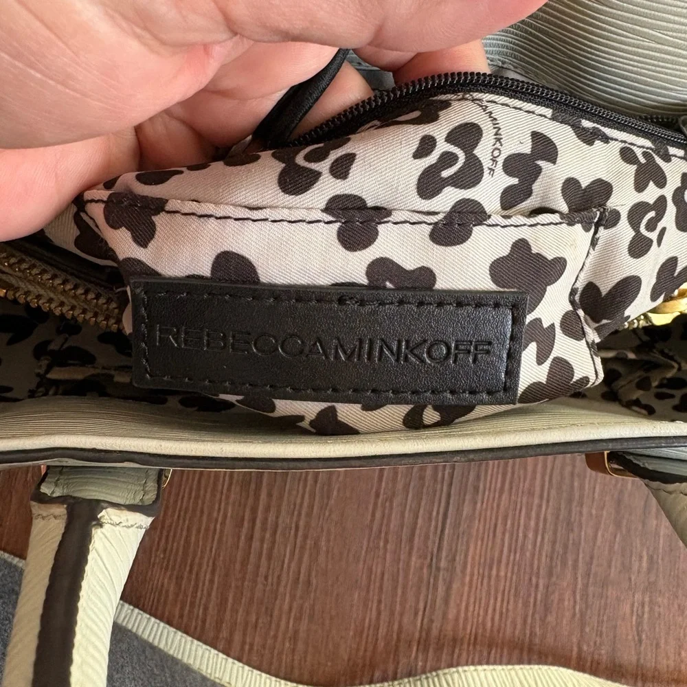 Rebecca Minkoff Gray Leather Satchel Shoulder Bag Crossbody Gold Hardware